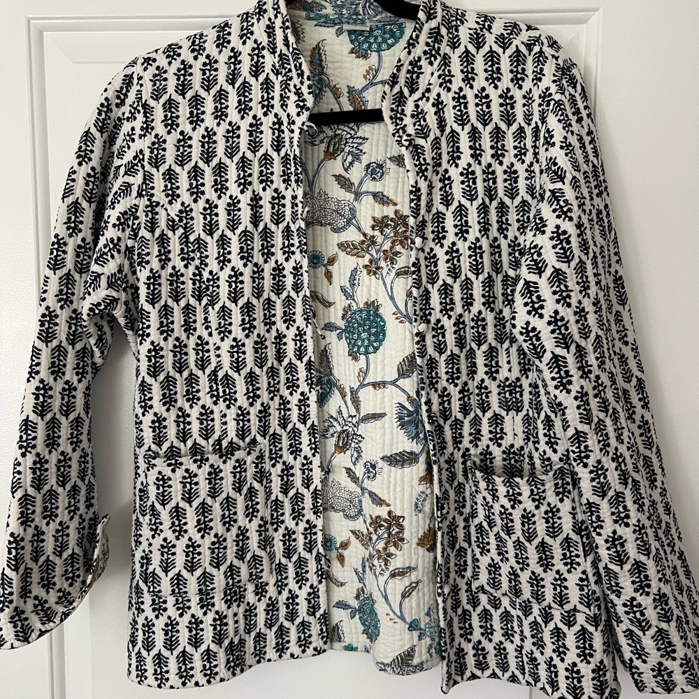 Black and White Quilted Patterned Women's Jacket